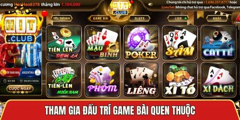 Tham gia đấu trí game bài quen thuộc